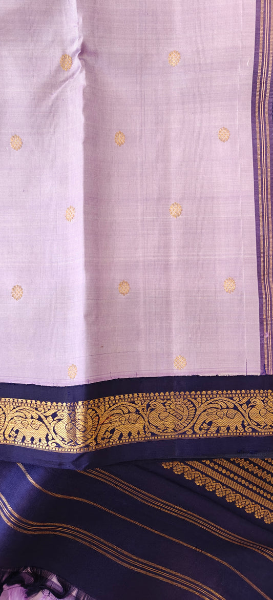 Lavender with Dark Blue Kanjivaram silk saree | 3g zari