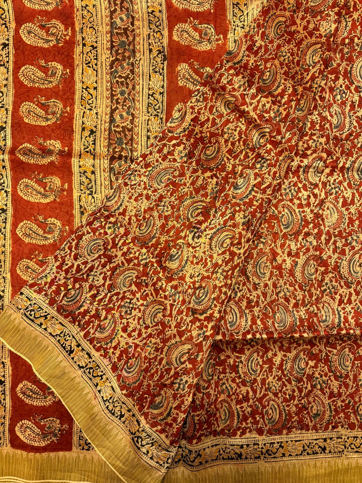 Red Chanderi -Kalamkari Saree