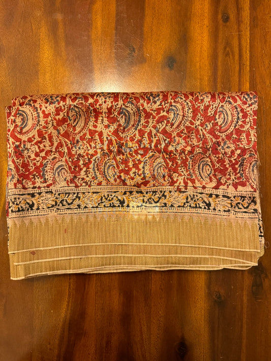 Chanderi Kalamkari Sari-Red