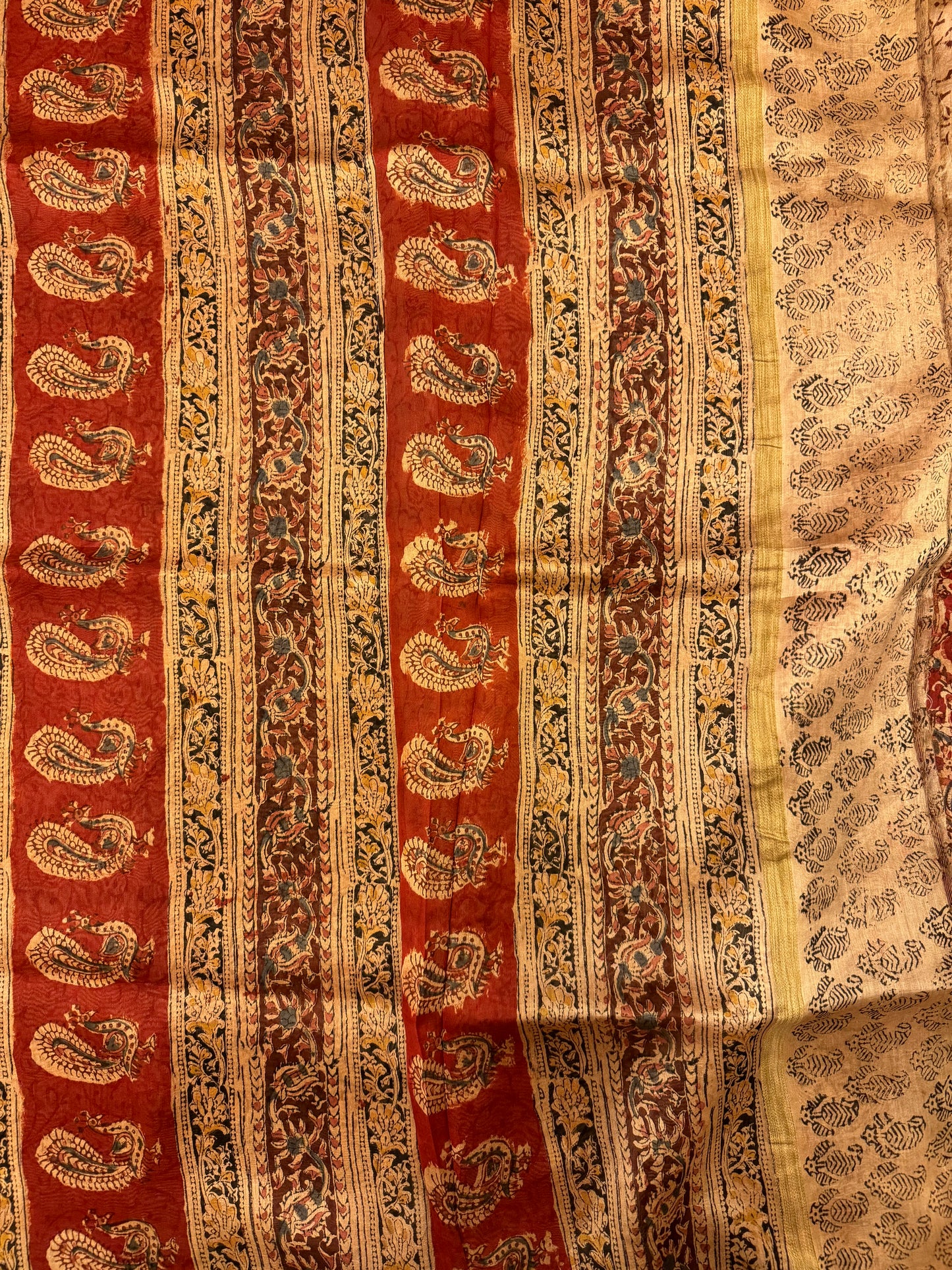 Red Chanderi -Kalamkari Saree