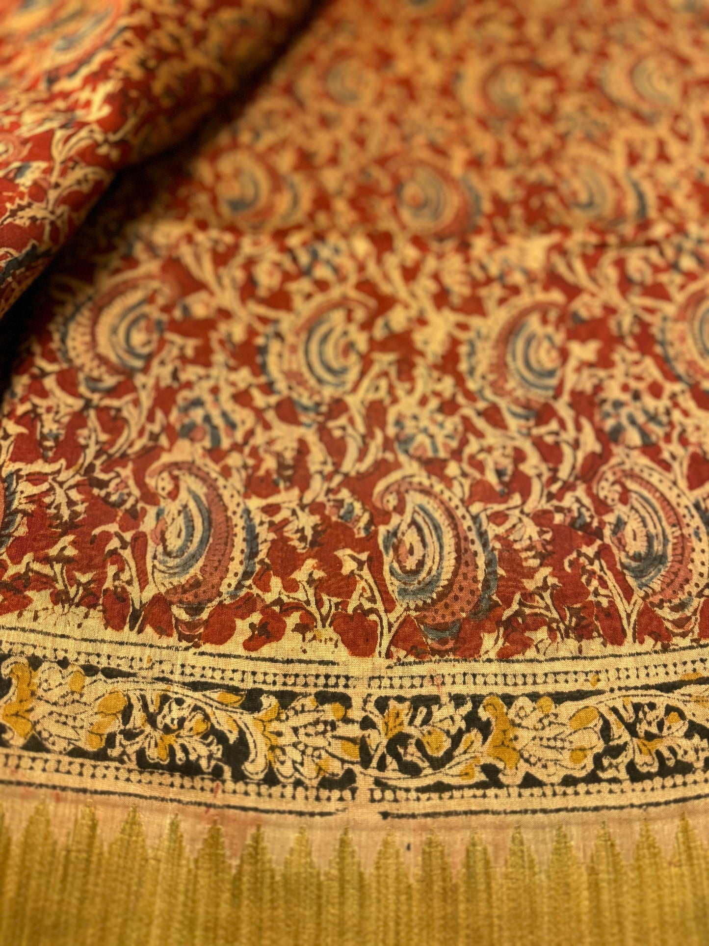 Red Chanderi -Kalamkari Saree