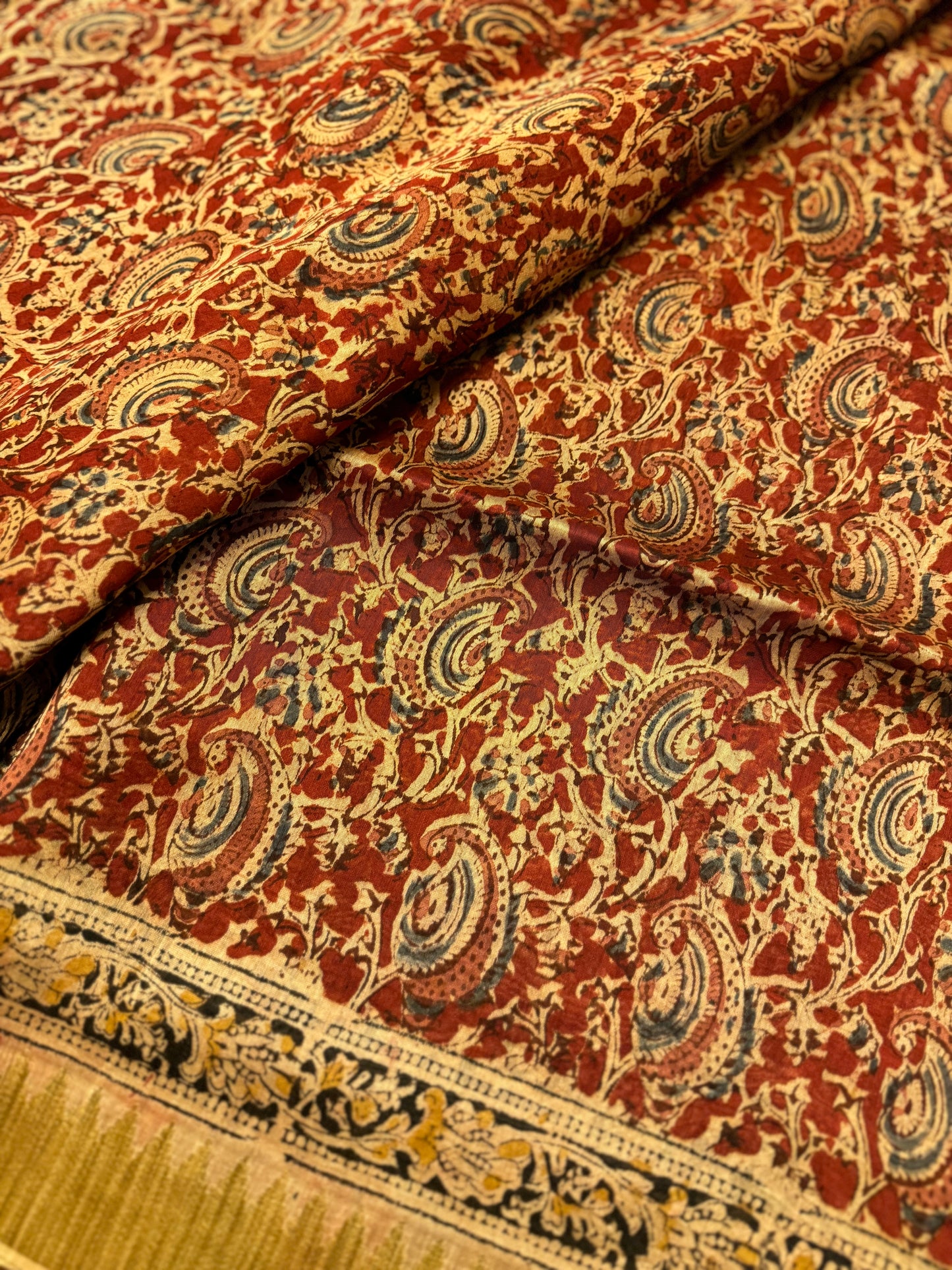 Red Chanderi -Kalamkari Saree