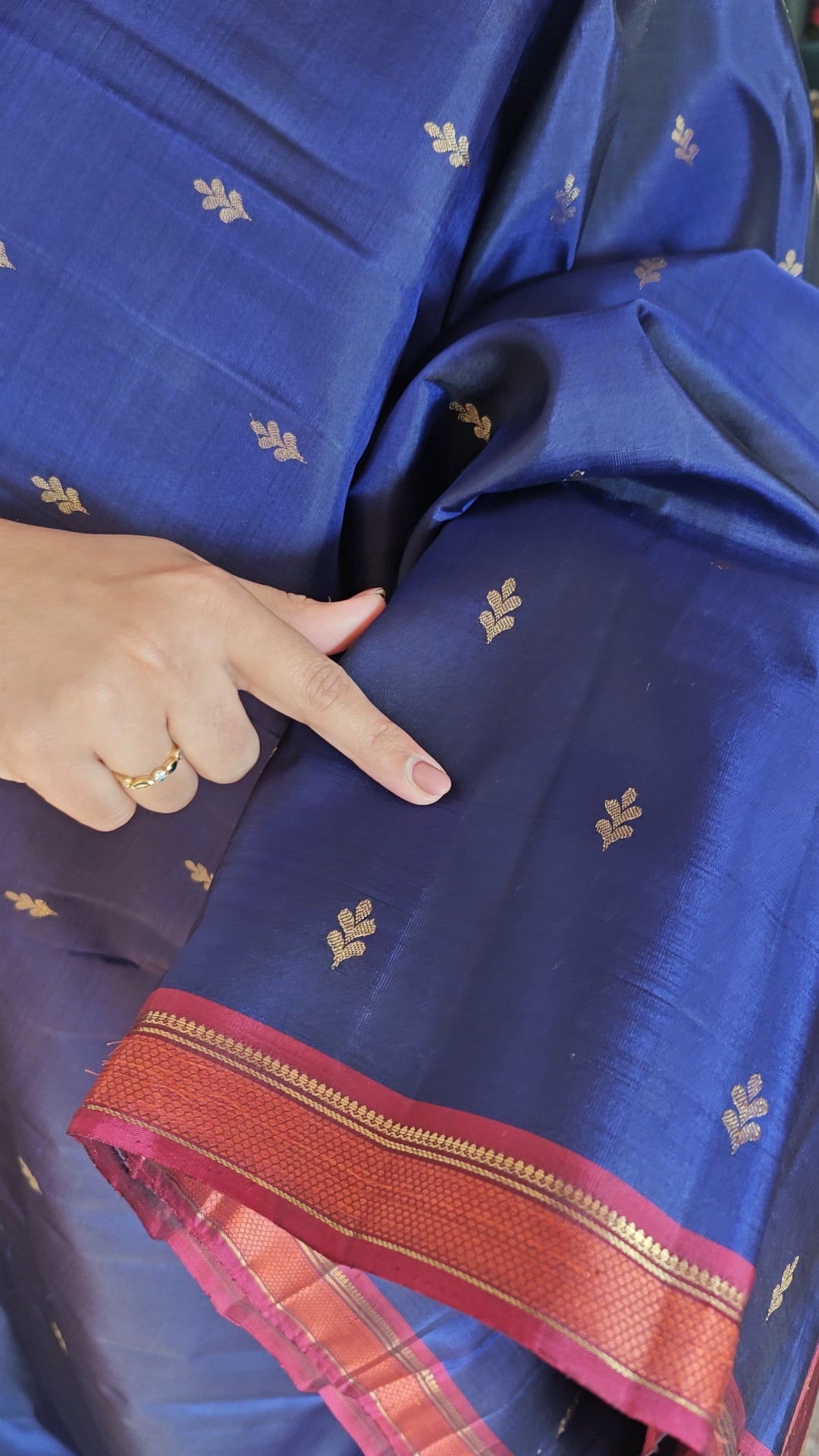 Blue and Maroon Kanjivaram silk saree