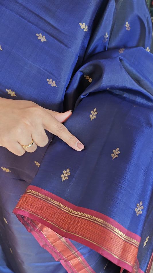 Blue and Maroon Kanjivaram silk saree