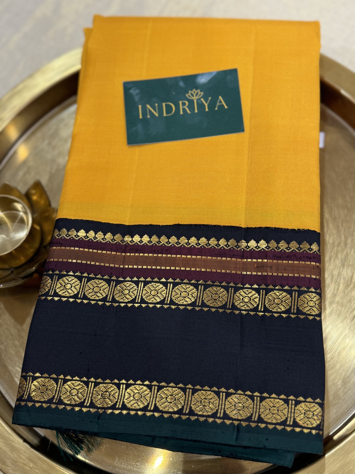 Yellow with black-Kanjivaram Silk Saree