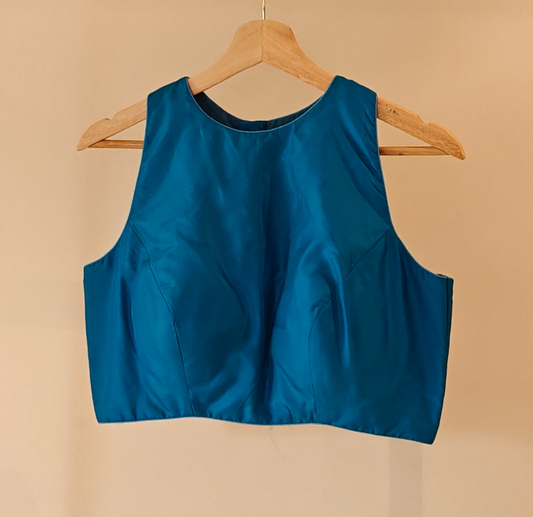 Blue and Golden T Back- Silk Blouse