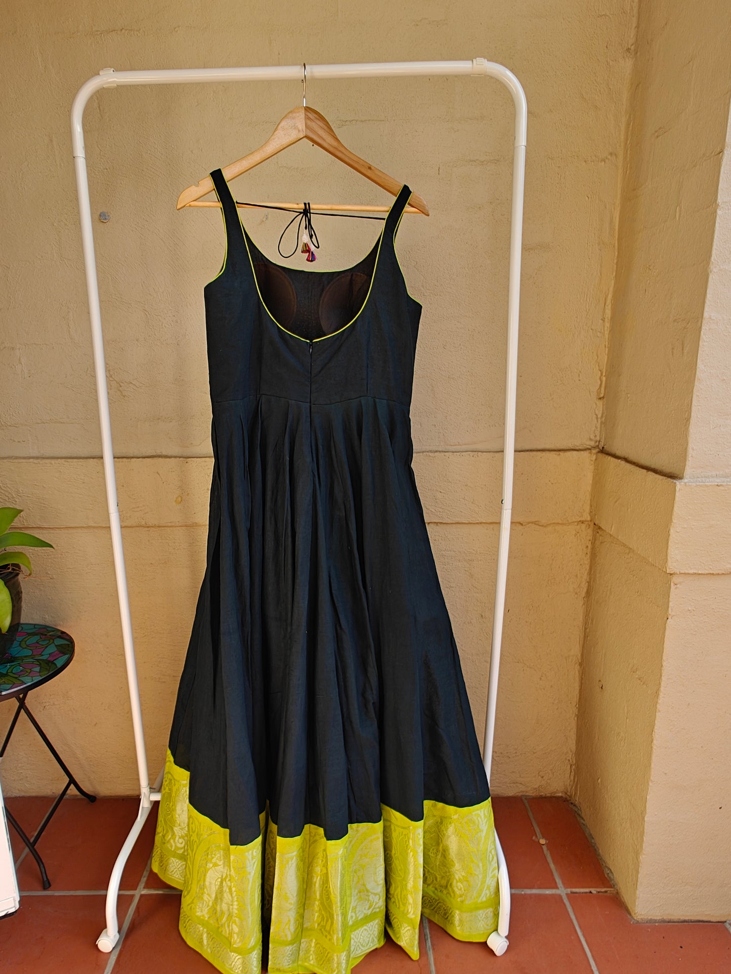 Black and Green Gown  -Sleeveless