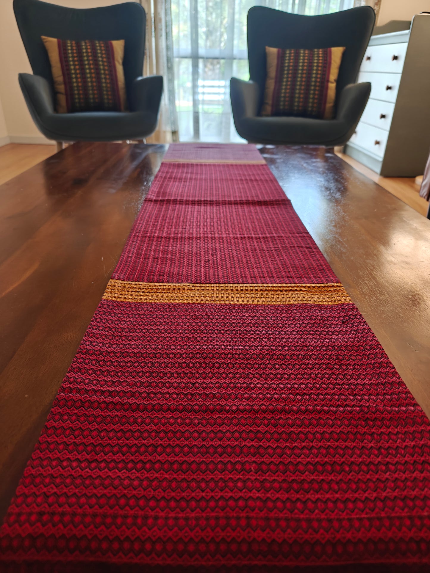 Maroon - Reversible Silk Table Runner