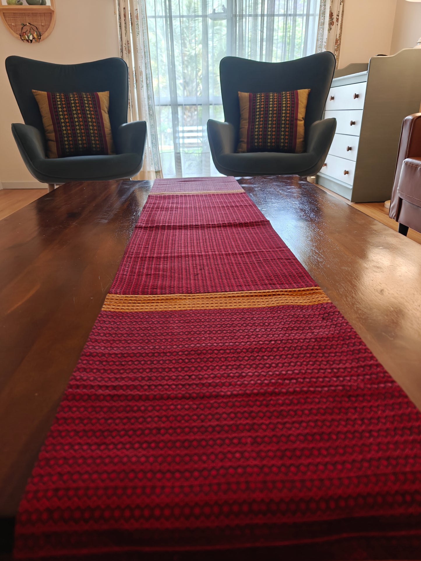 Maroon - Reversible Silk Table Runner