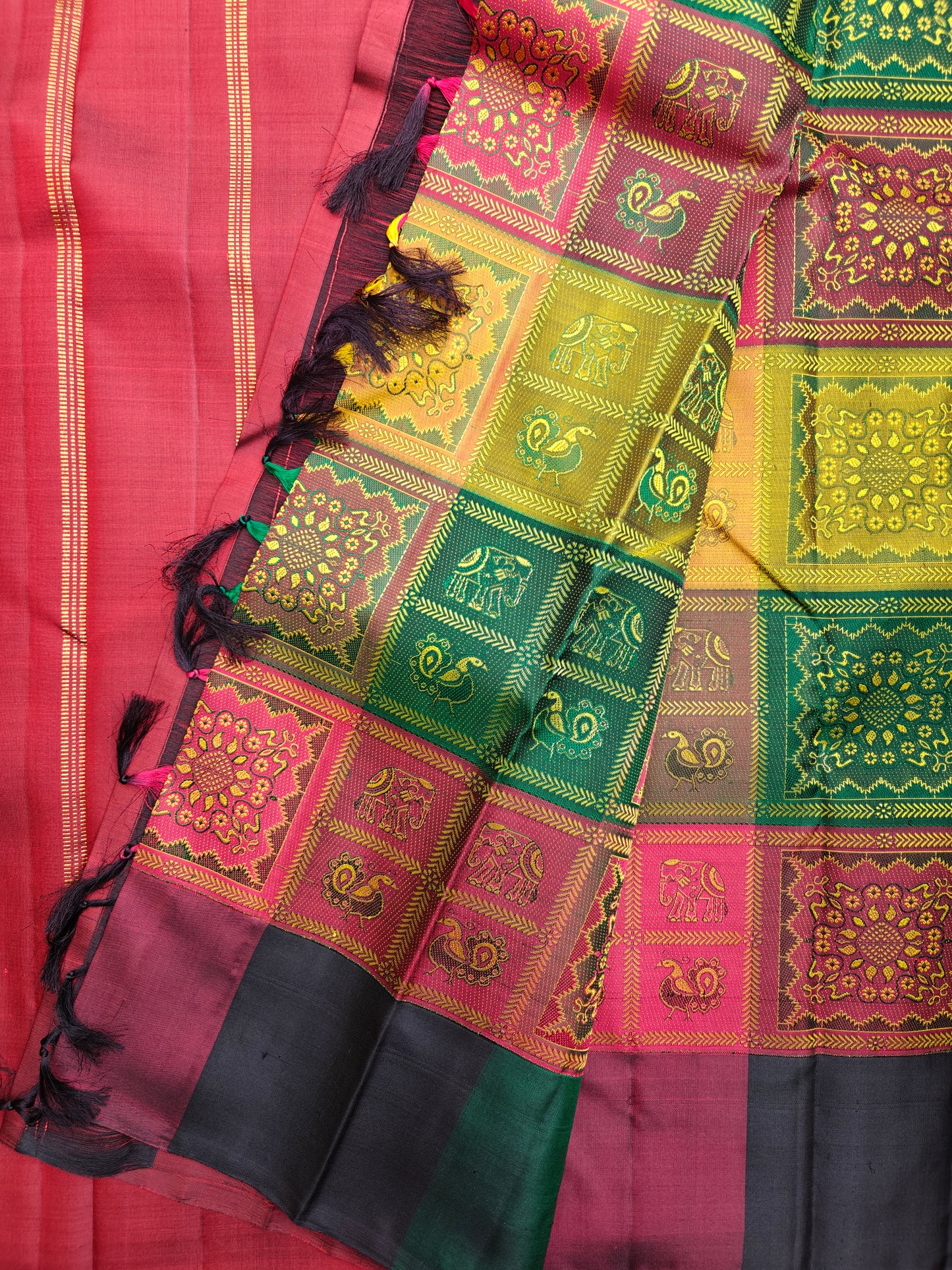 Bomkai inspired checks - Kanjivaram Silk Saree