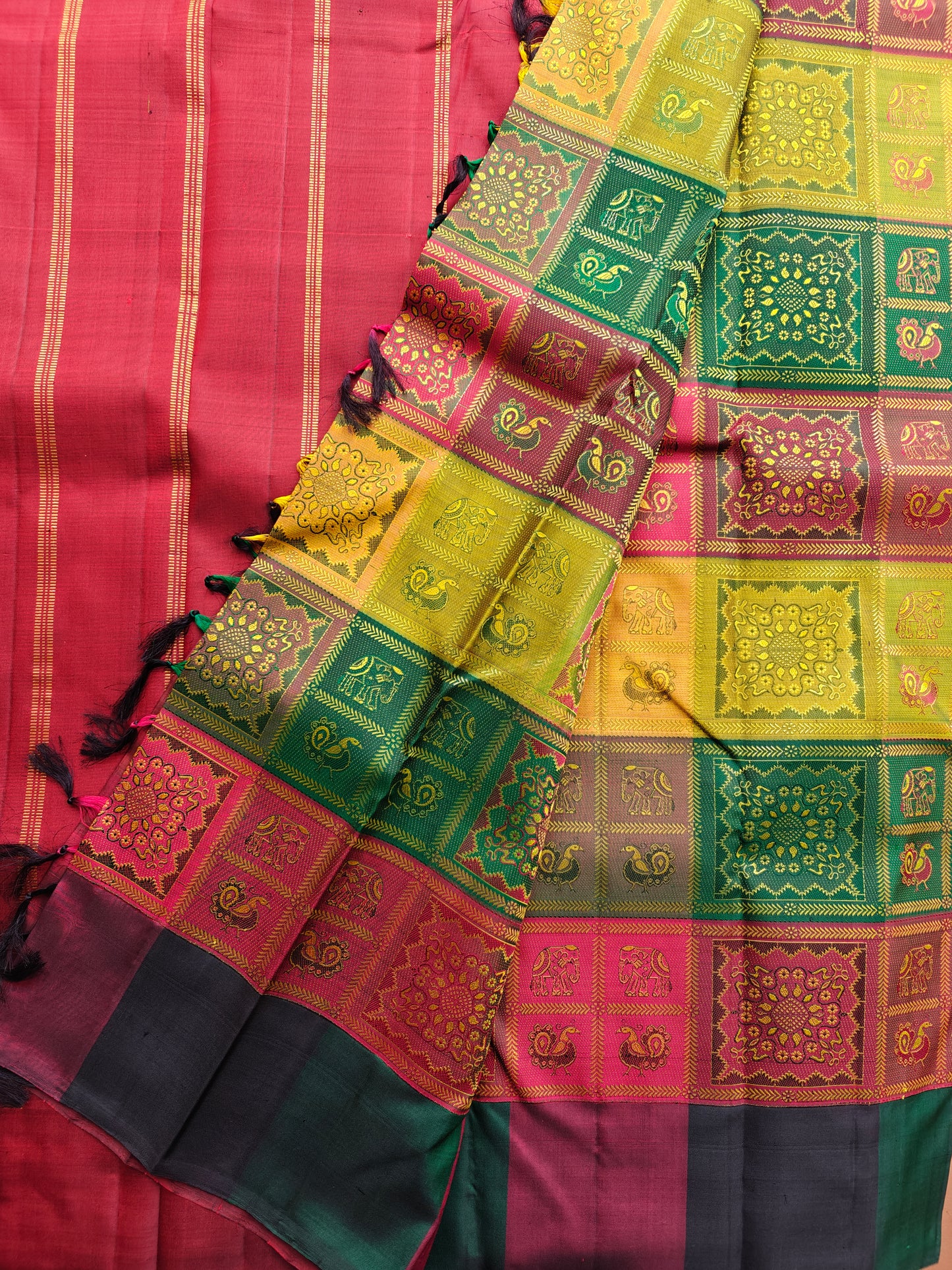 Bomkai inspired checks - Kanjivaram Silk Saree