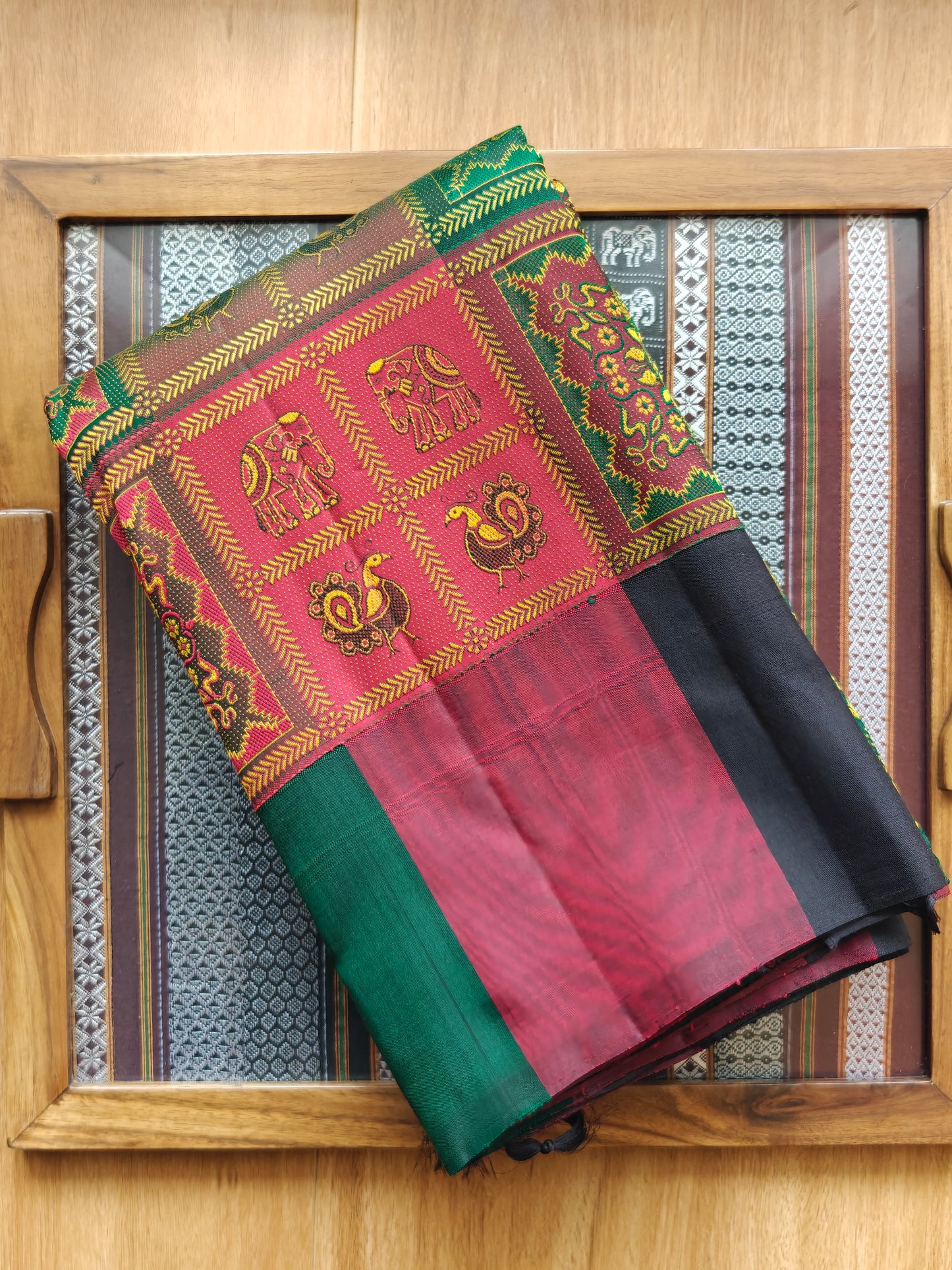 Bomkai inspired checks - Kanjivaram Silk Saree