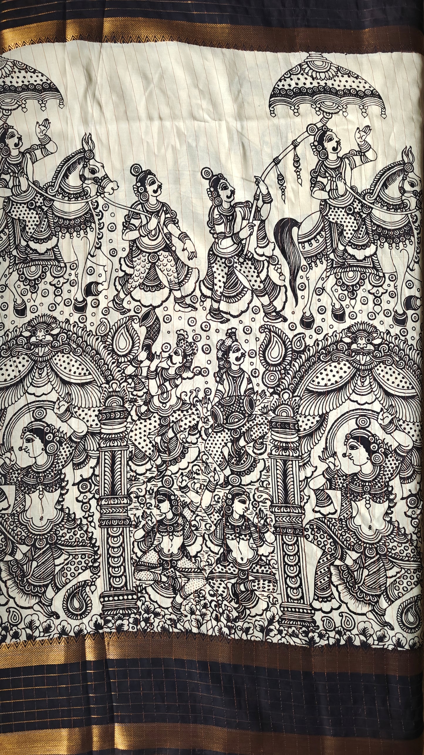 Pen Kalamkari Silk Sari- Rama Pattabhishekam