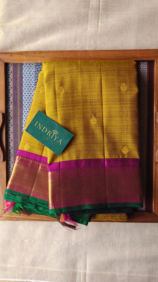 Honey and magenta korvai -Kanjivaram Silk Saree