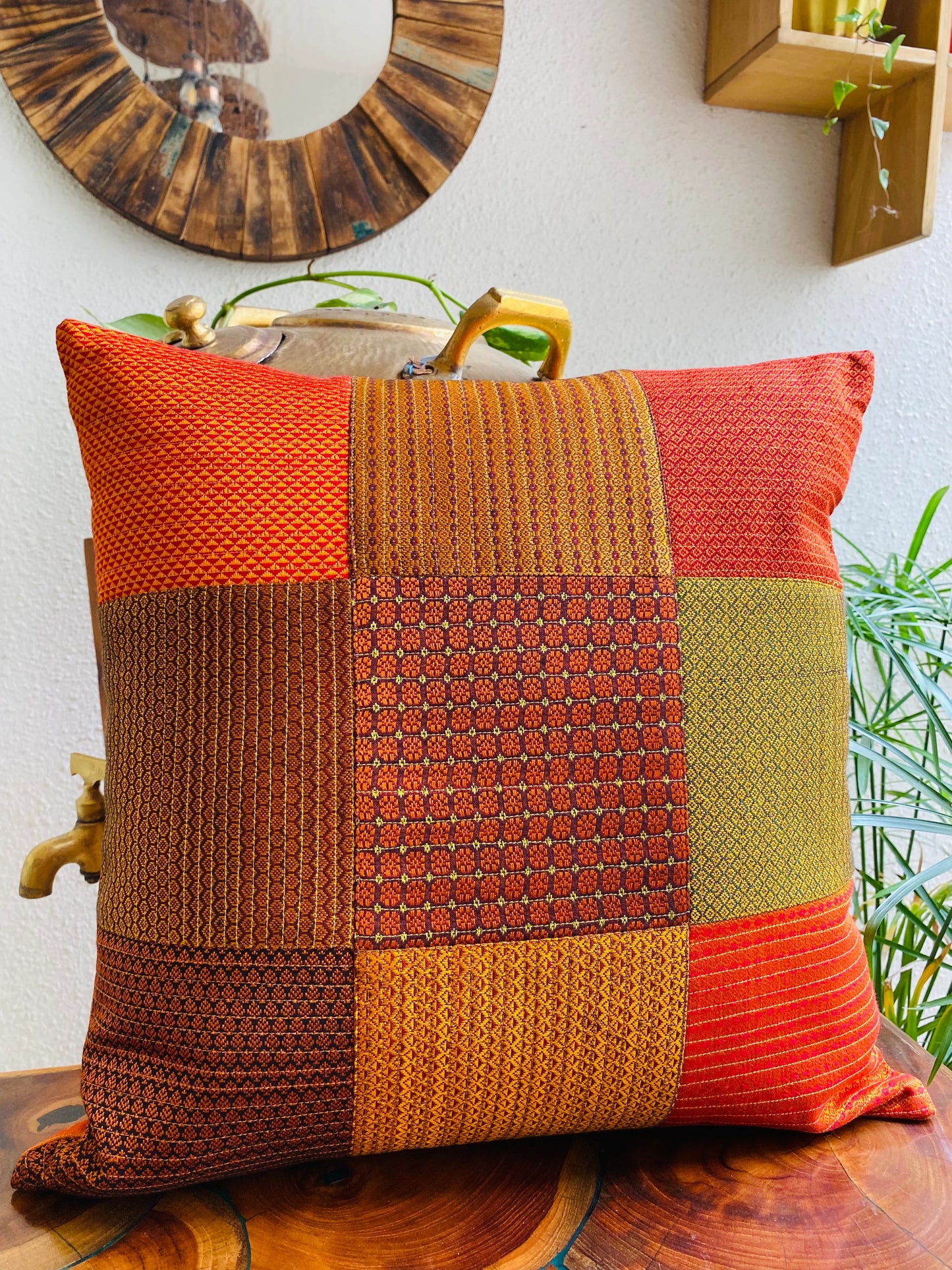 Marigold Orange  -Silk Cushion Cover-16*16  (Set of 2)