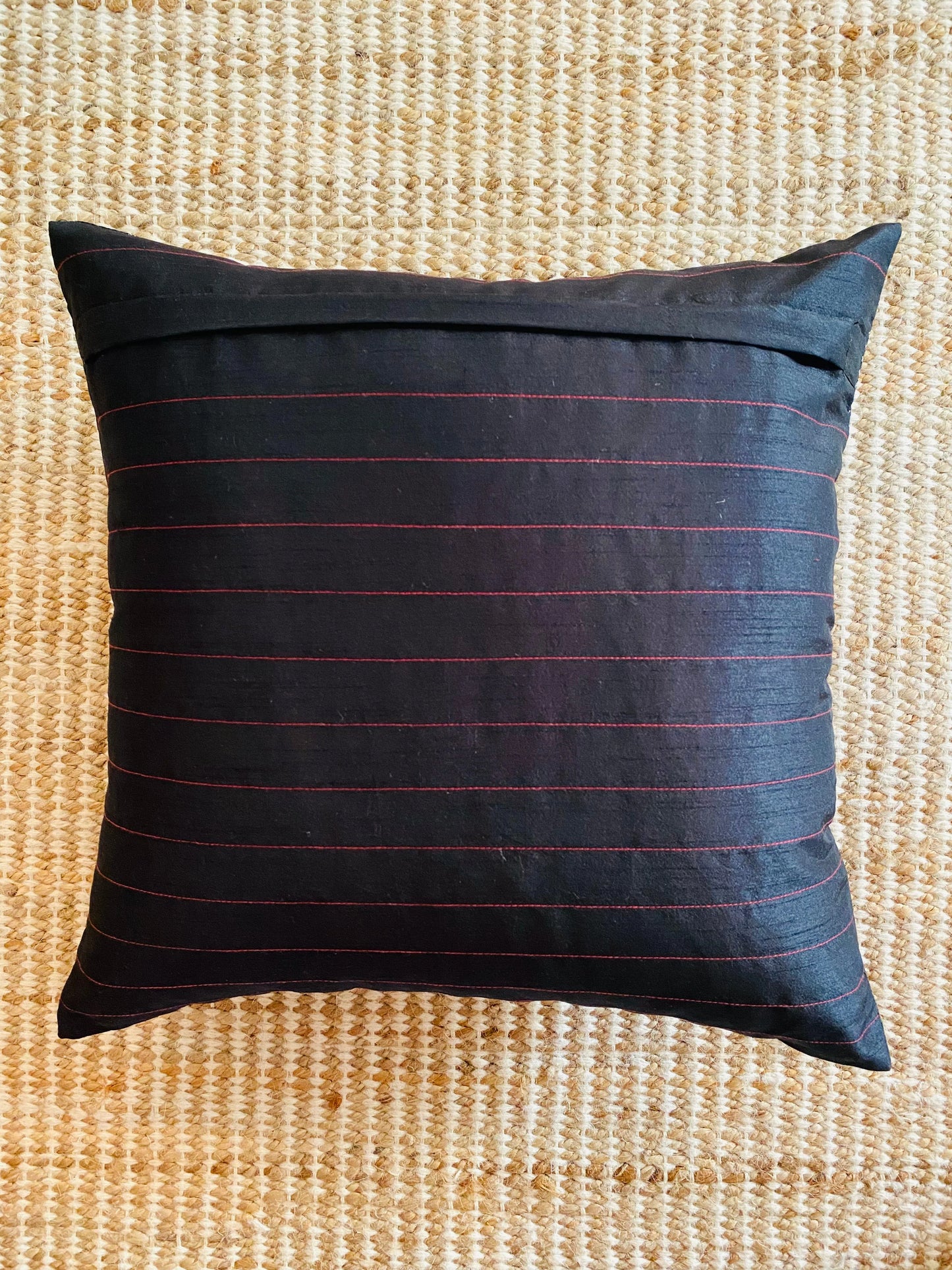 Grey, Black and Maroon -Silk Cushion Cover-18*18  (Set of 2)