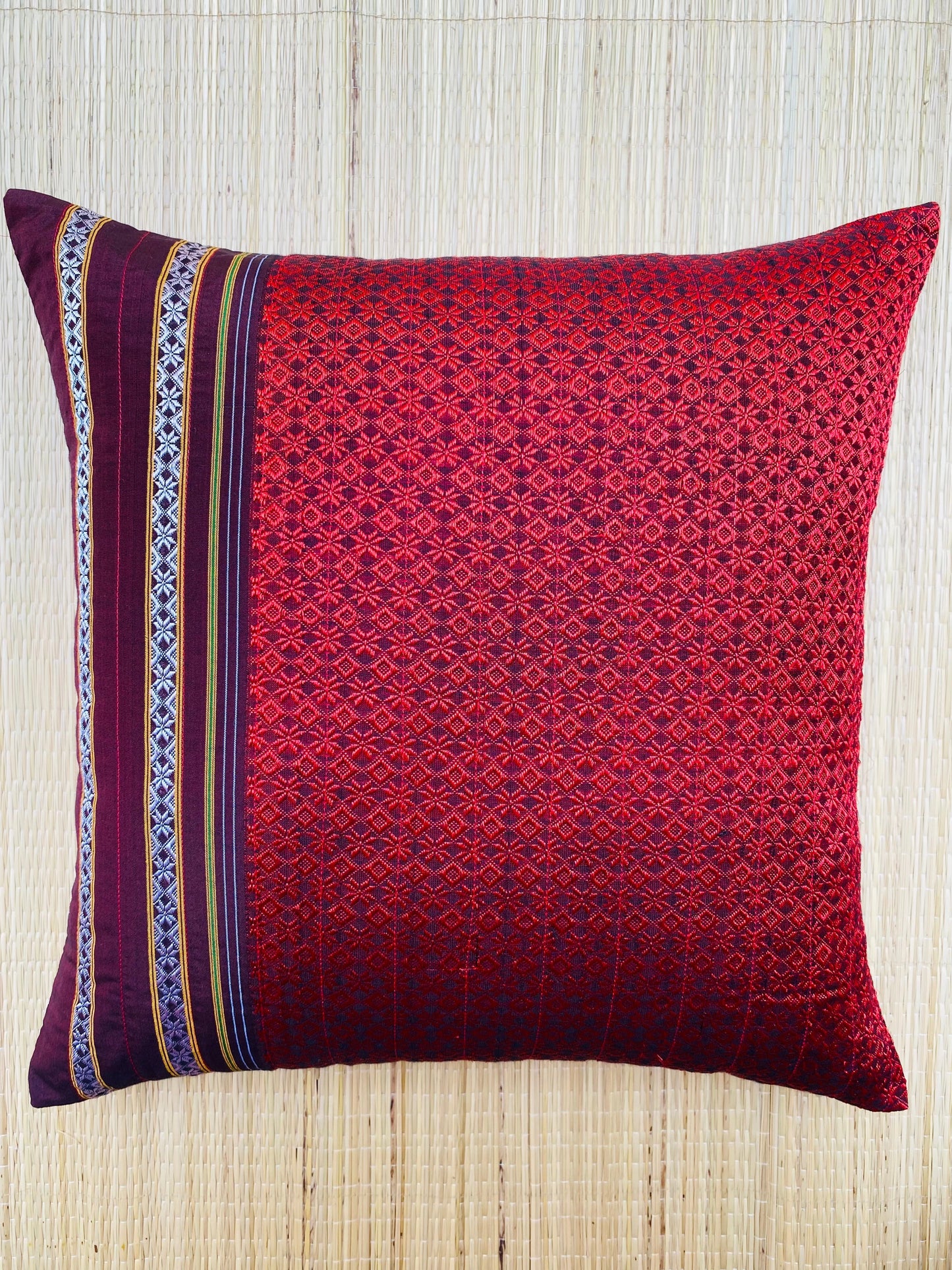 Ruby Red-Silk Cushion Cover-16*16 (Set of 2)