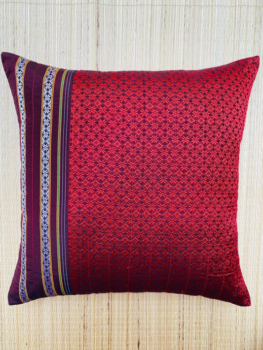 Ruby Red-Silk Cushion Cover-16*16 (Set of 2)