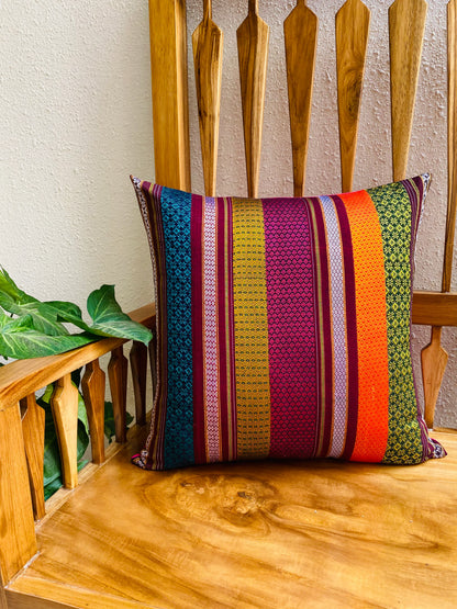 Navaratna Multicolor -Silk Cushion Cover-18*18  (Set of 2)
