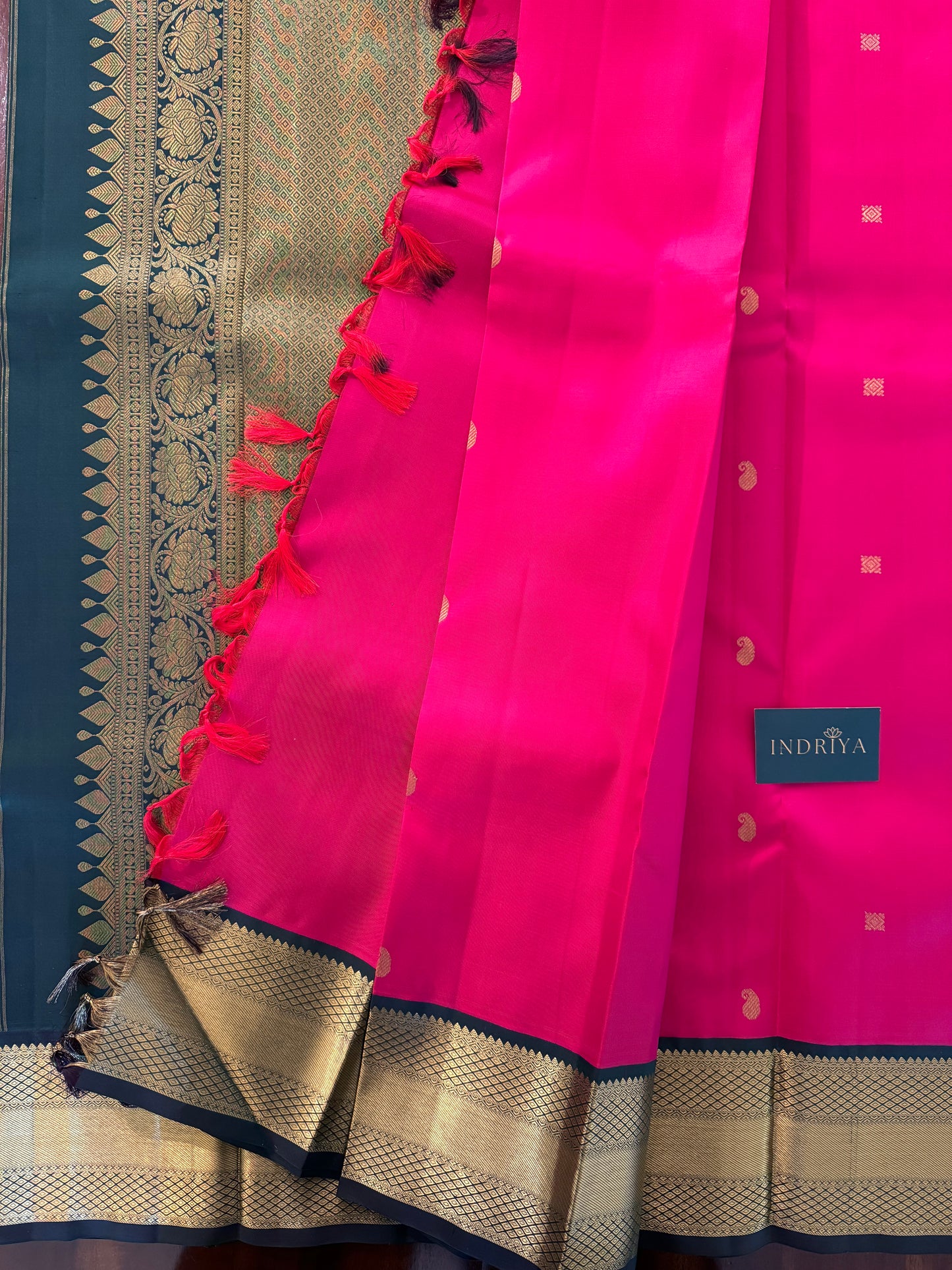 Lotus Pink with dark Green  - Kanjivaram Silk Saree