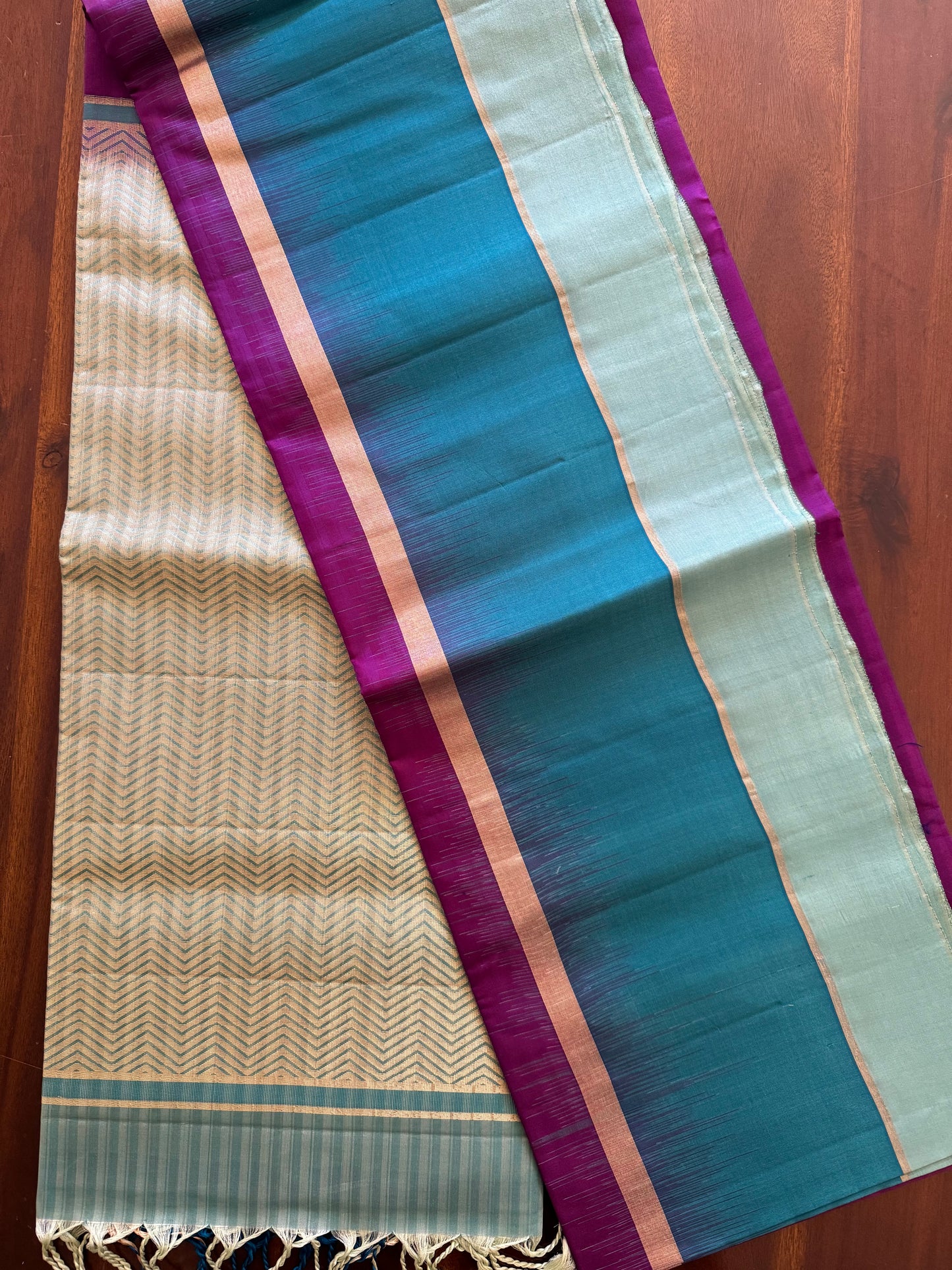 Purple with Blue -Kanjivaram Soft Silk Saree