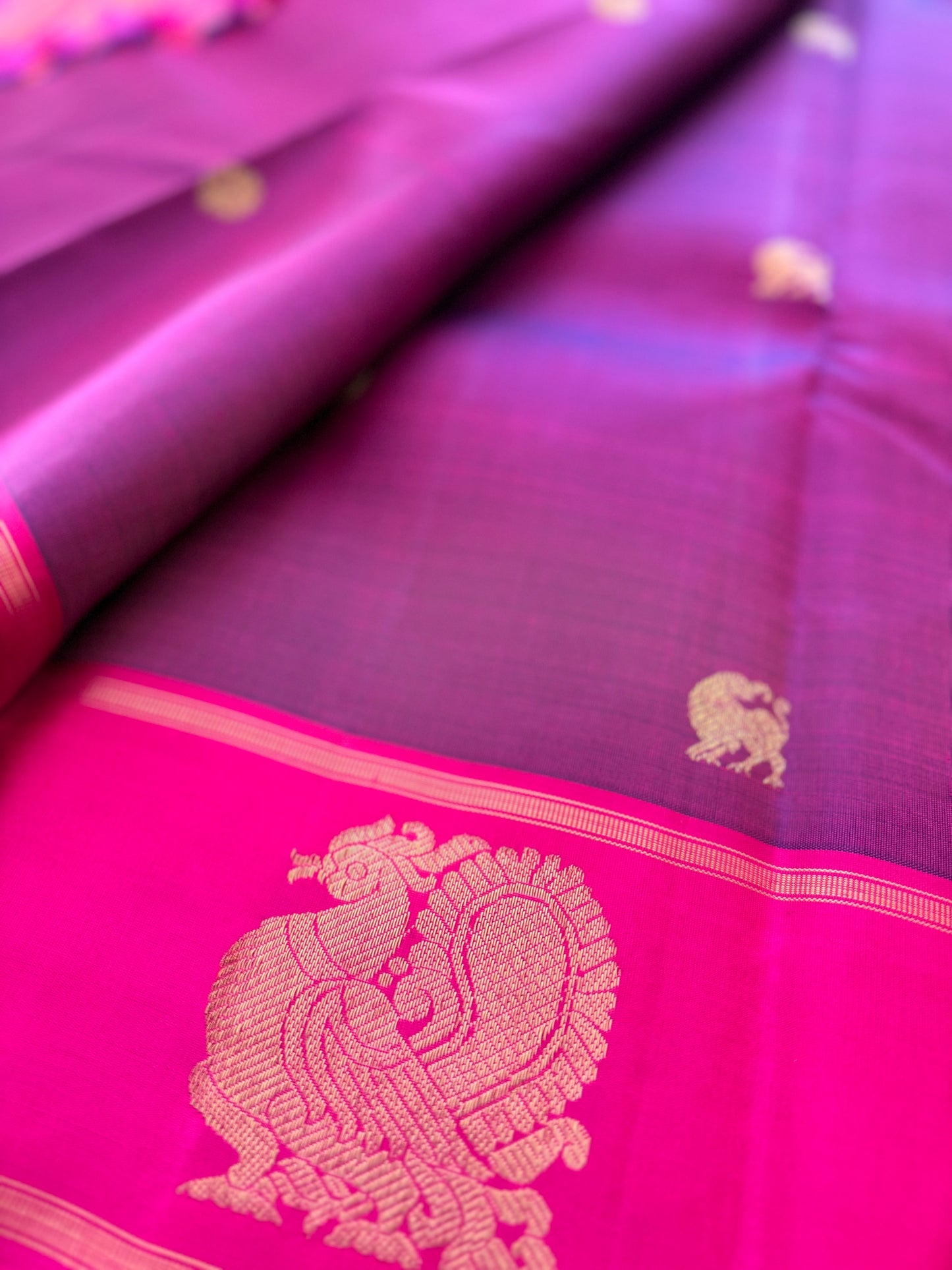 Purple and pink zari - Kanjivaram Silk Saree