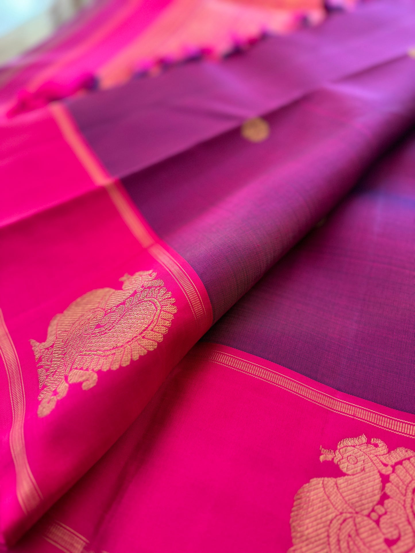 Purple and pink zari - Kanjivaram Silk Saree