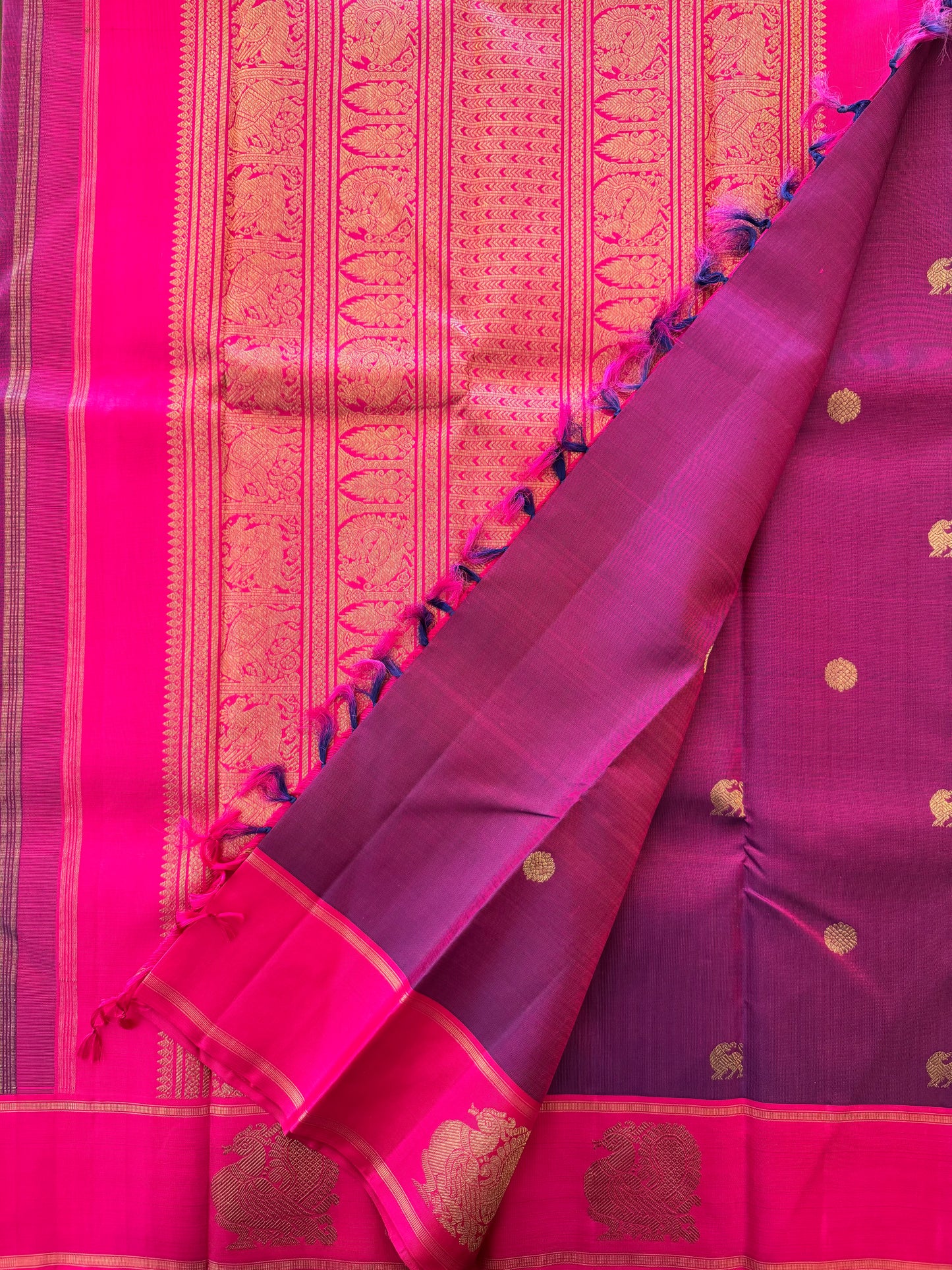 Purple and pink zari - Kanjivaram Silk Saree