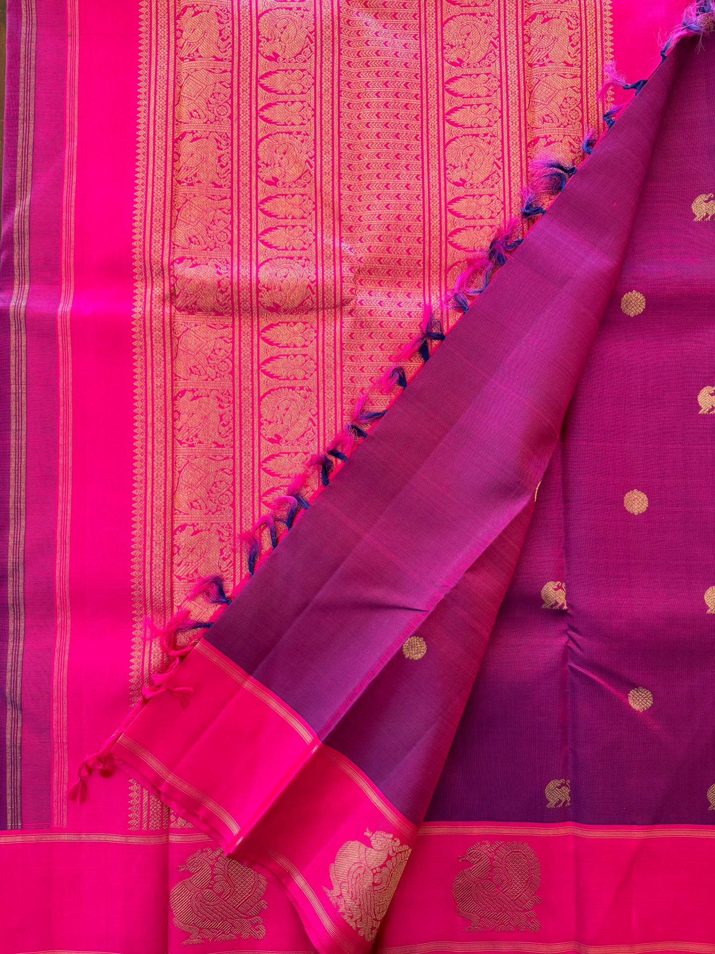 Purple and pink zari - Kanjivaram Silk Saree