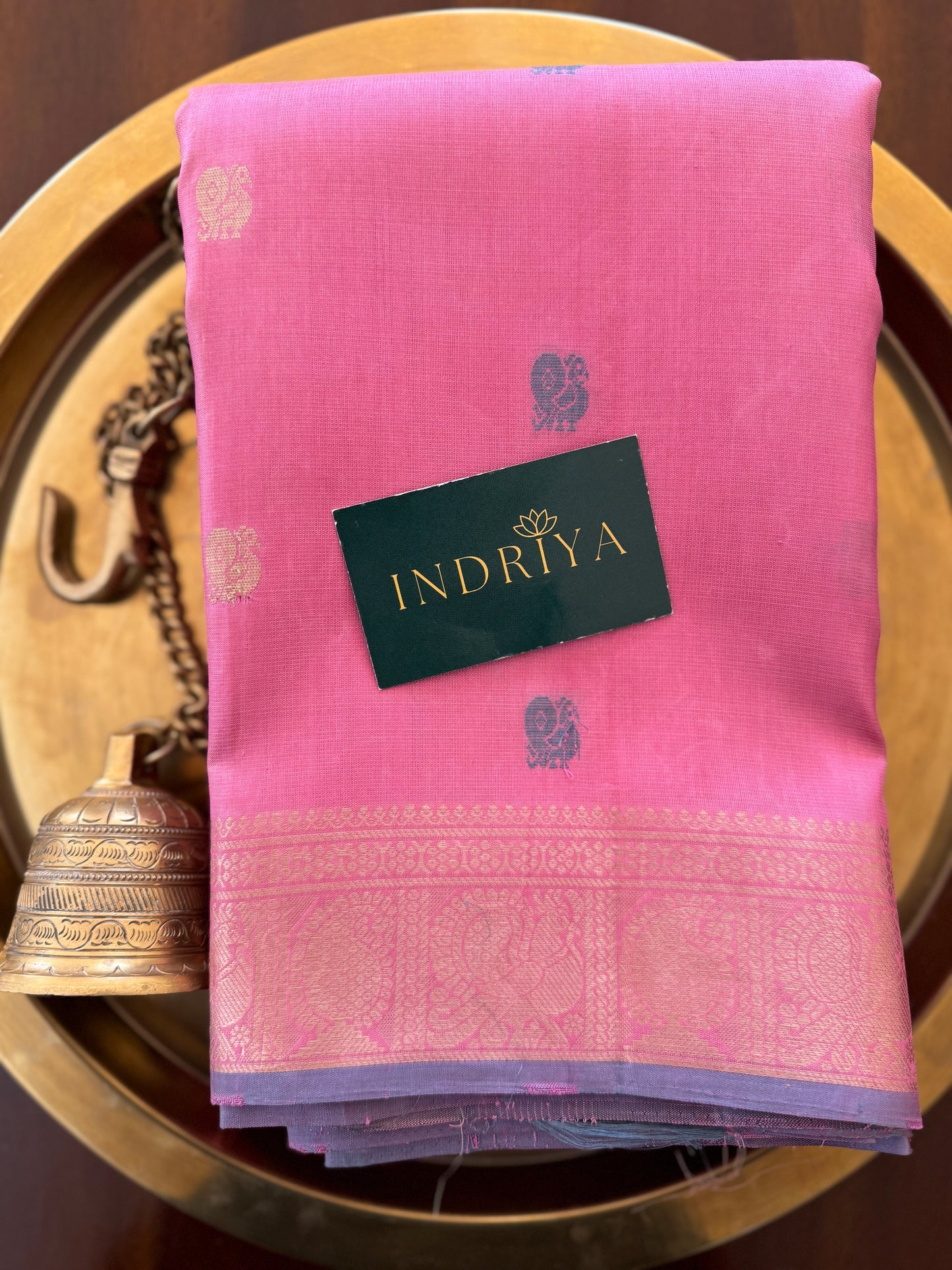 Pink and Beige (No Zari)  - Kanjivaram Silk Saree