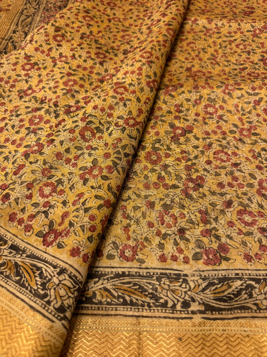 Golden beige Chanderi -Kalamkari Saree