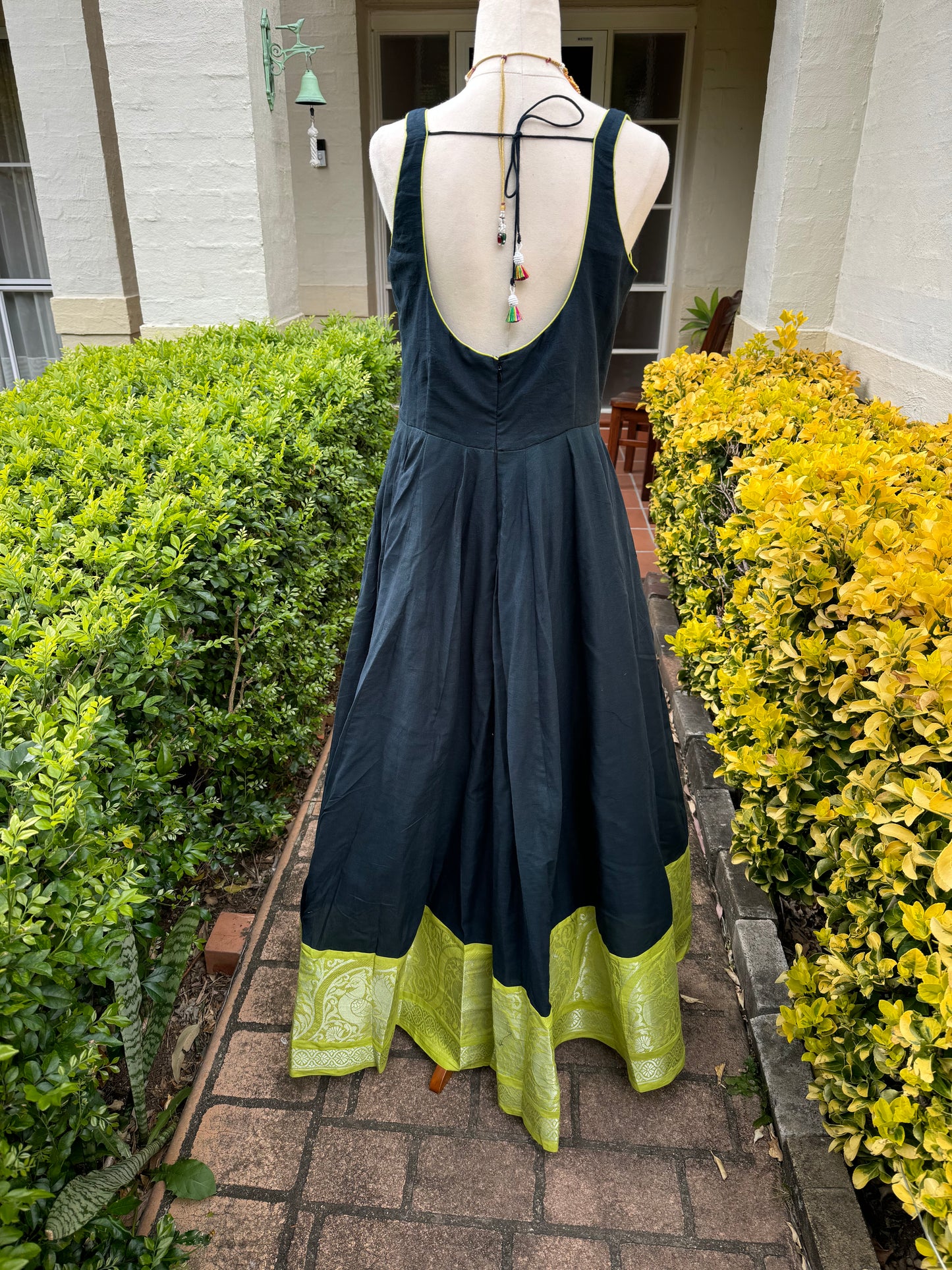 Black and Green Gown  -Sleeveless