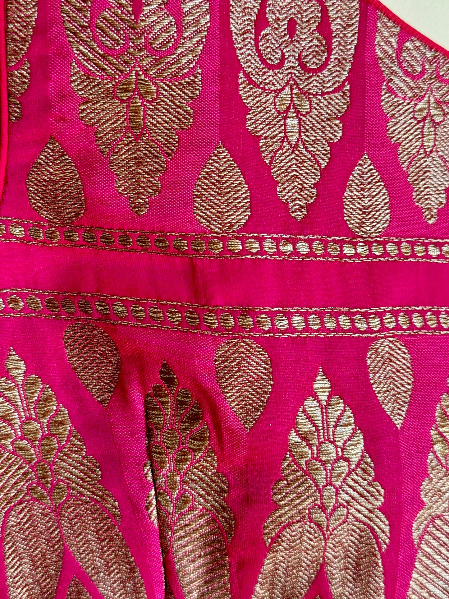 Handloom Pink Brocade- Sleeveless Blouse