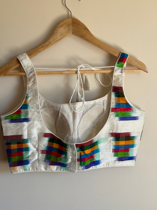 Ikkat White- Sleeveless Blouse