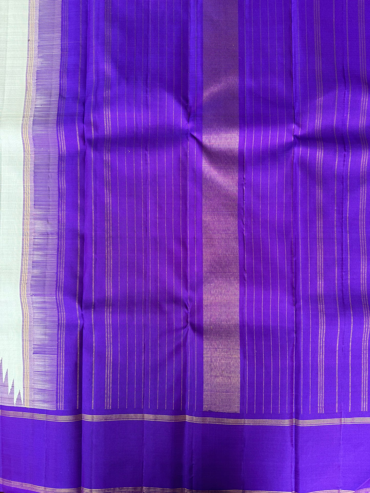 Off White with violet border-Kanjivaram Silk Saree