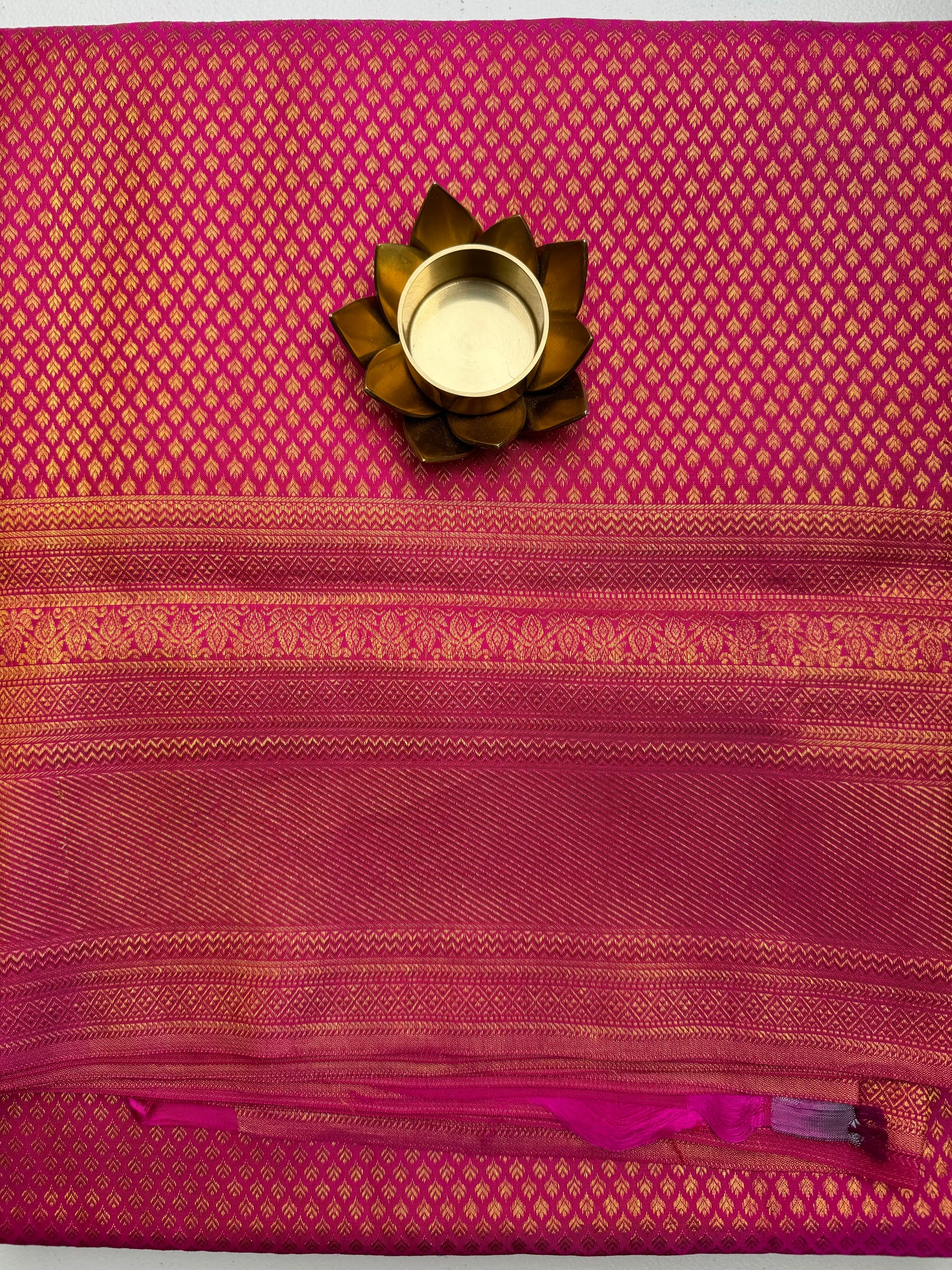 Pink and Golden Brocade Woven -Gadwal Silk Sari