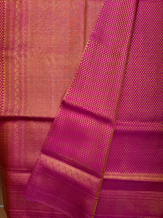 Pink and Golden Brocade Woven -Gadwal Silk Sari