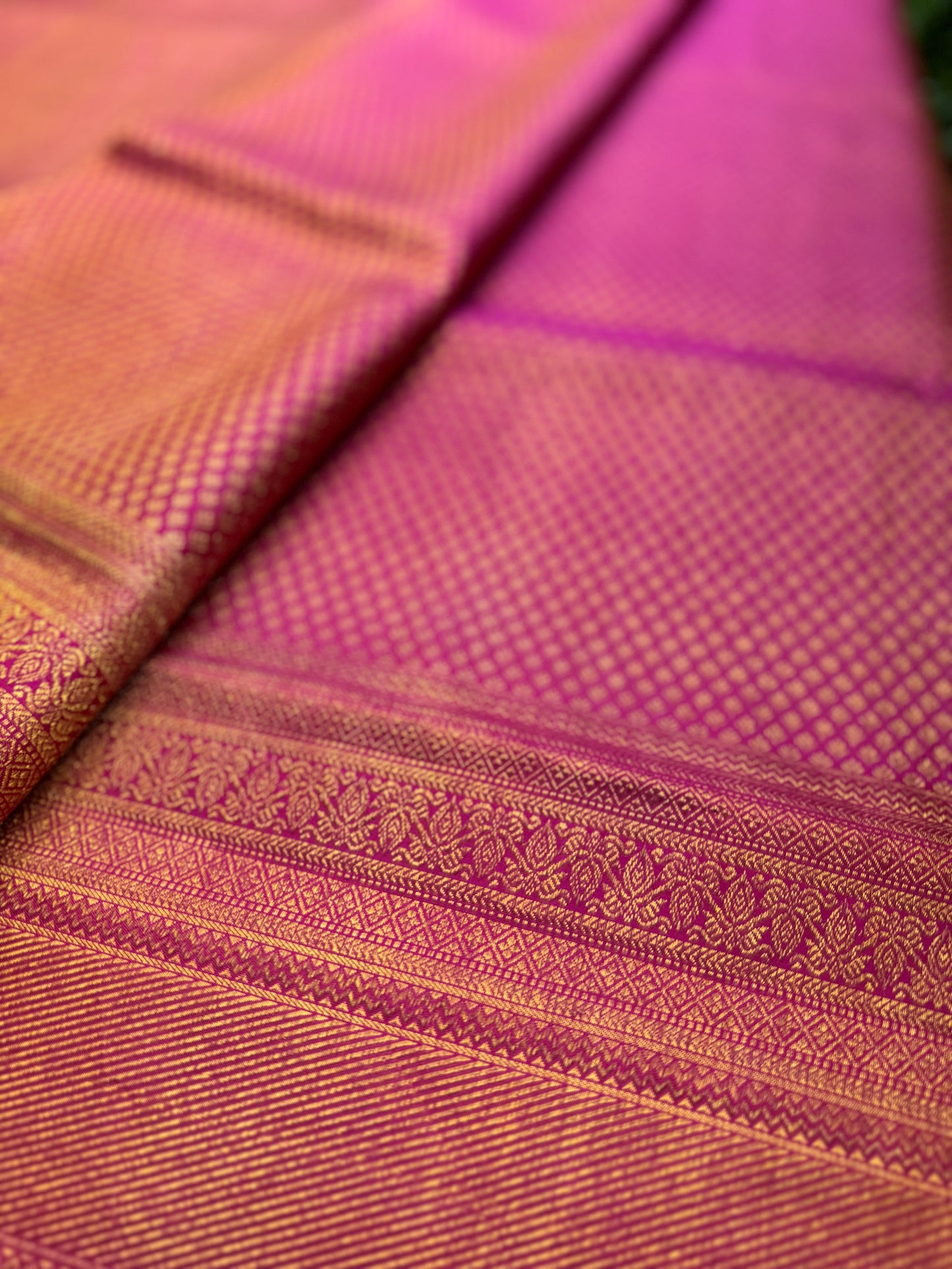 Pink and Golden Brocade Woven -Gadwal Silk Sari