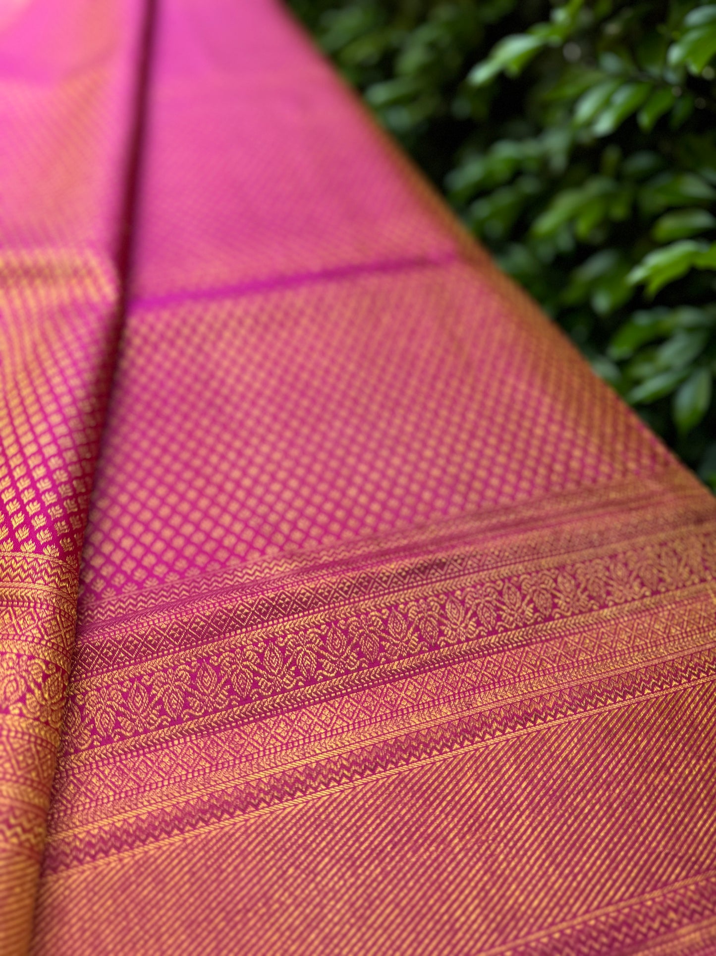 Pink and Golden Brocade Woven -Gadwal Silk Sari