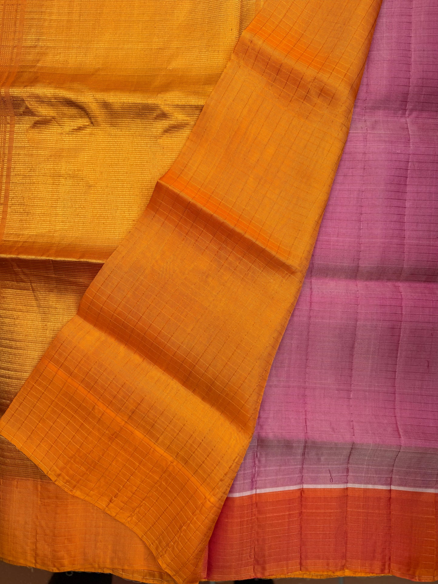 Pink and Yellow Gadwal Silk Saree