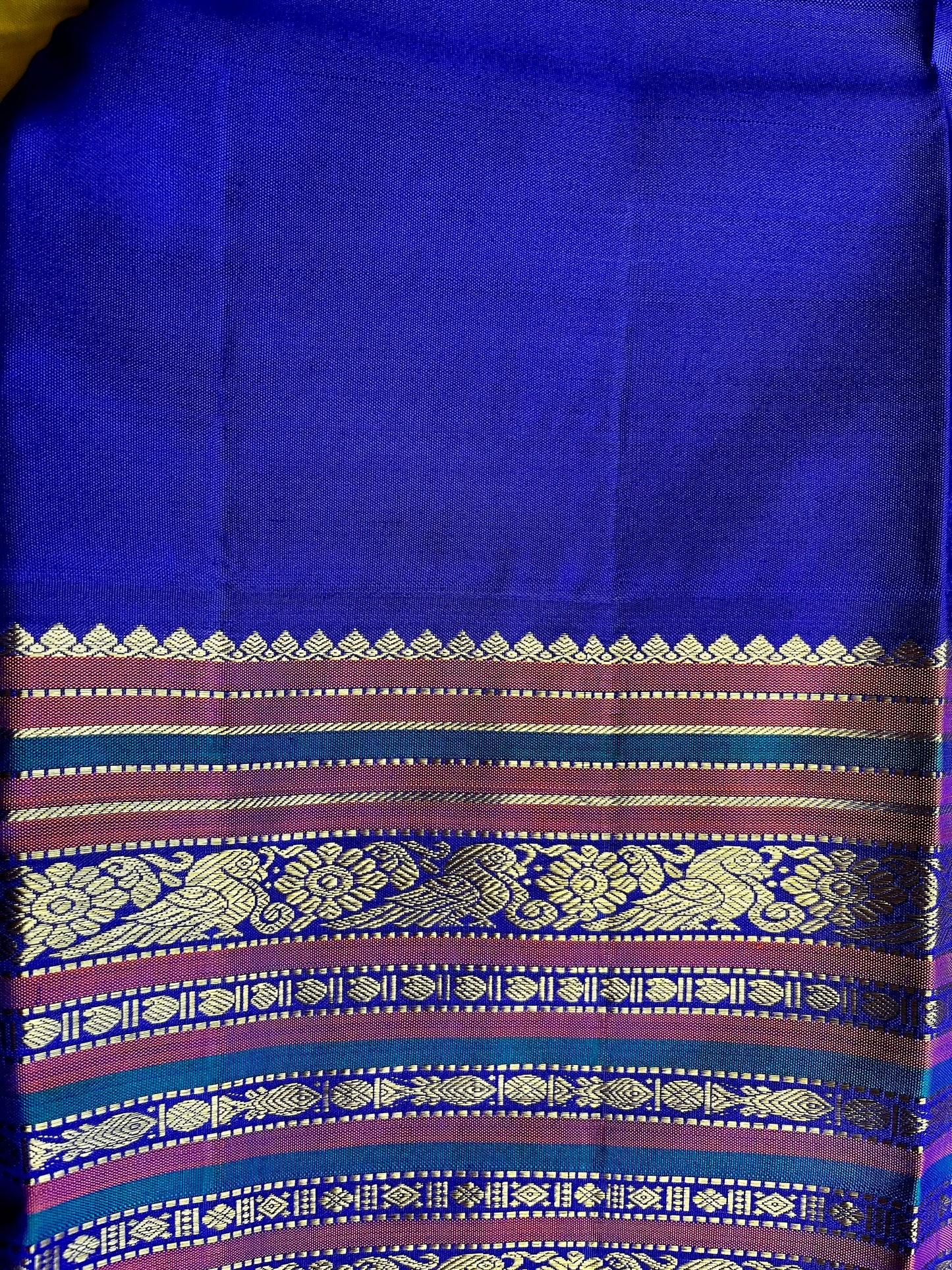 Lime green and sapphire blue-Kanjivaram Silk Saree