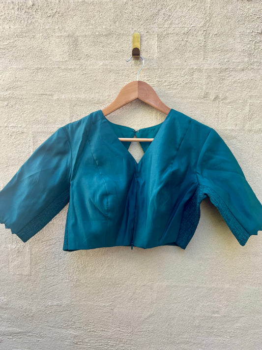 Expandable Blouse- Teal Blue and green