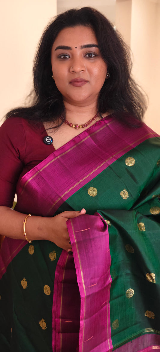 Green and Magenta kanjivaram silk saree