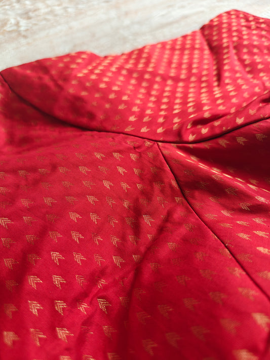 Red Brocade Silk Blouse