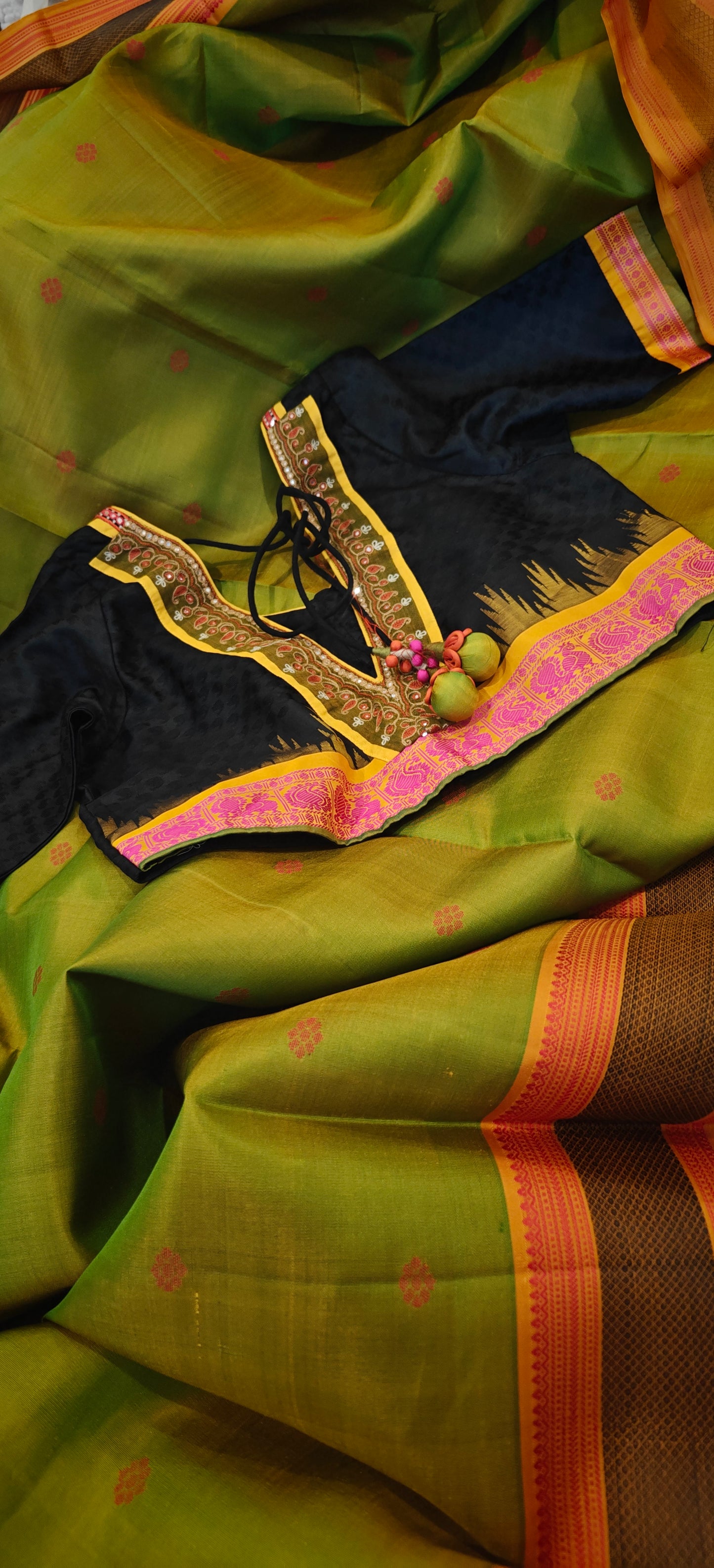 Black Silk Handcrafted Blouse