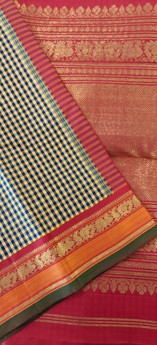Checks with Maroo  Kanjivaram silk saree