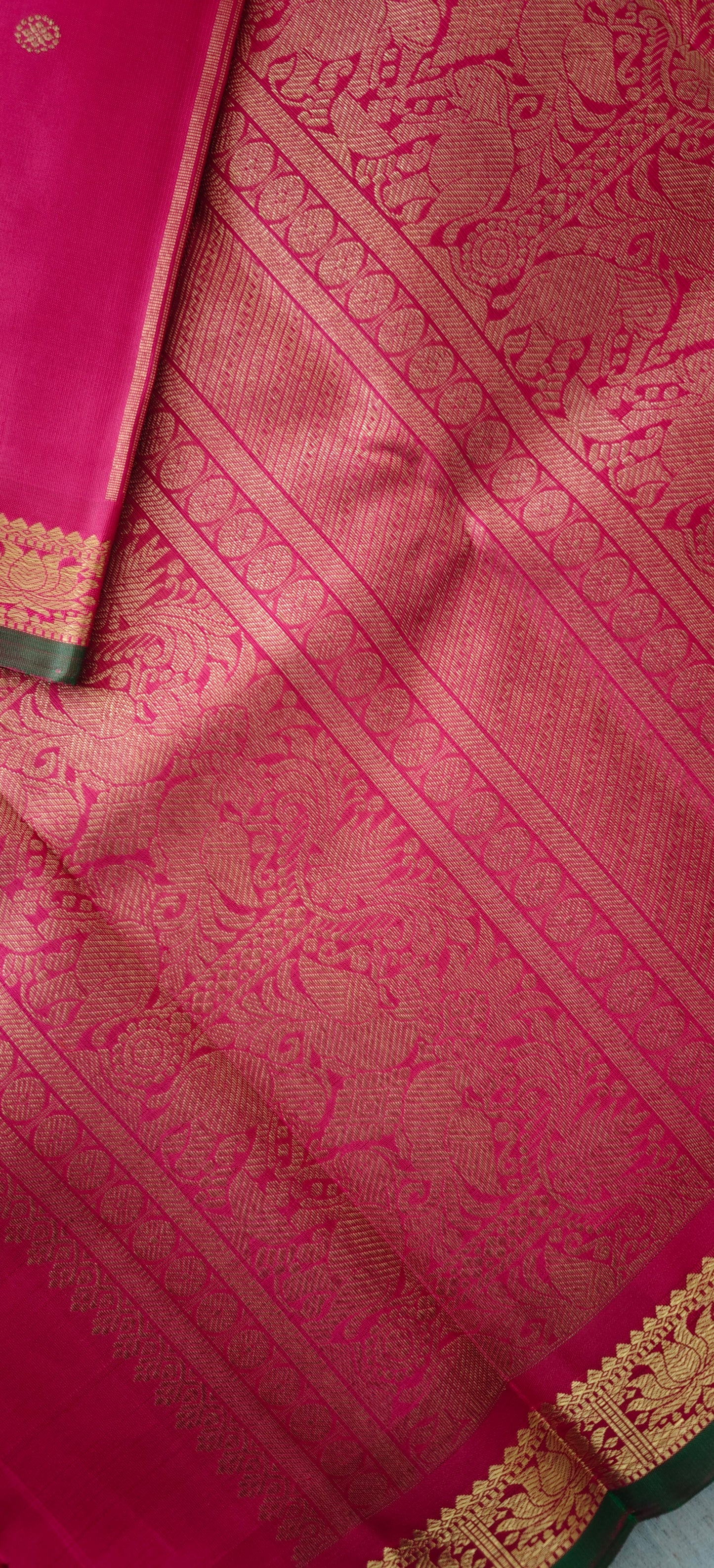 Magenta Pink Monotone Kanjivaram Saree | 3-gram Zari