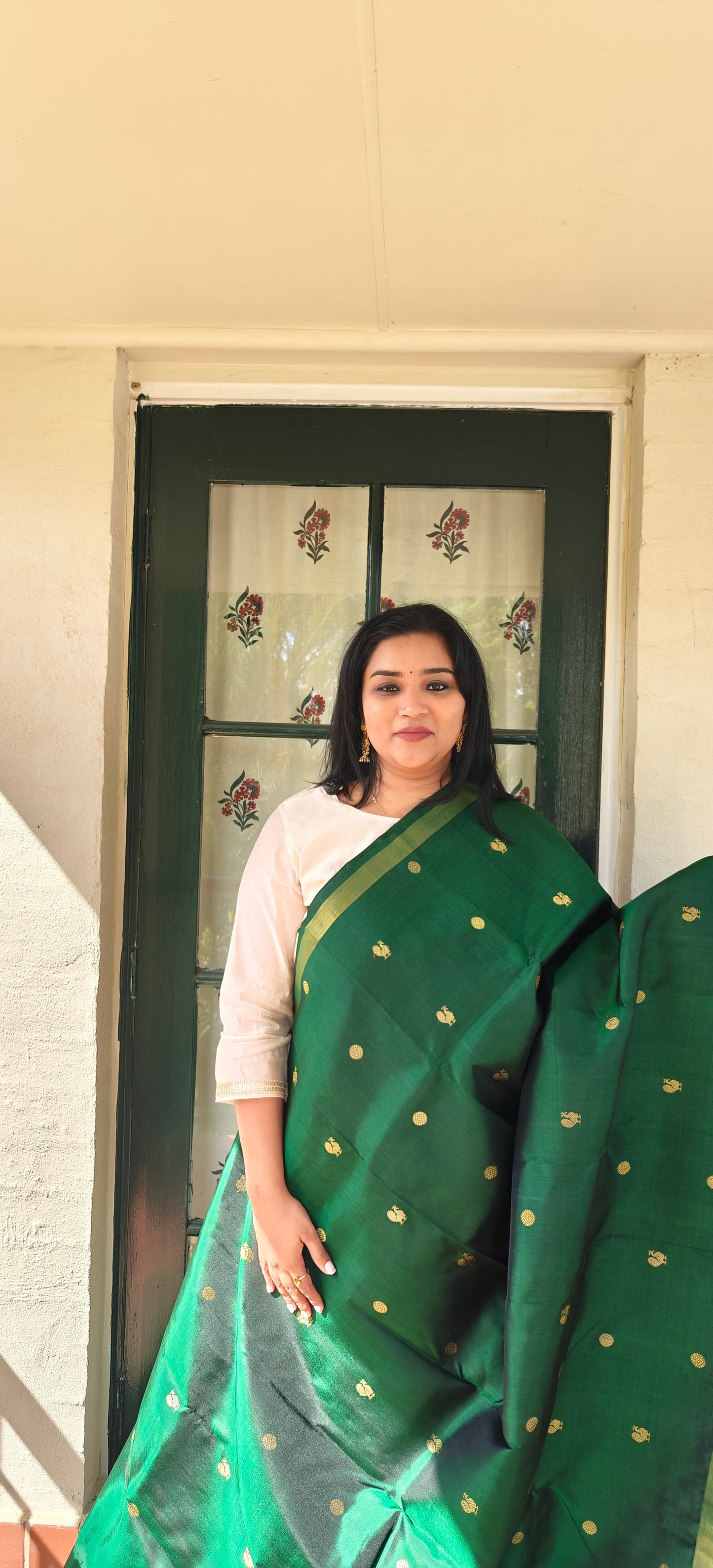Dark Green Double Pallu -Kanjivaram Silk Saree
