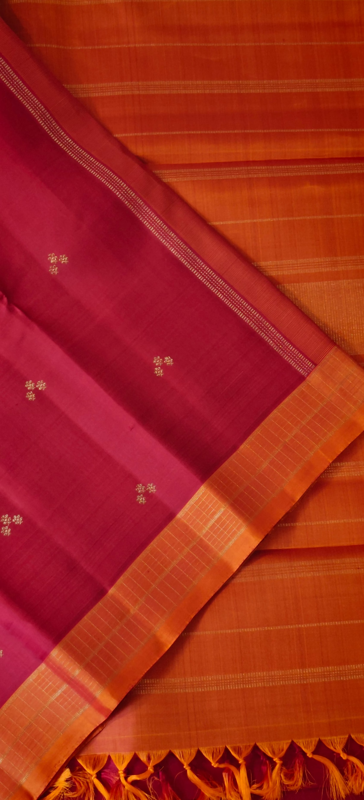 Maroon and Mustard kanjivaram