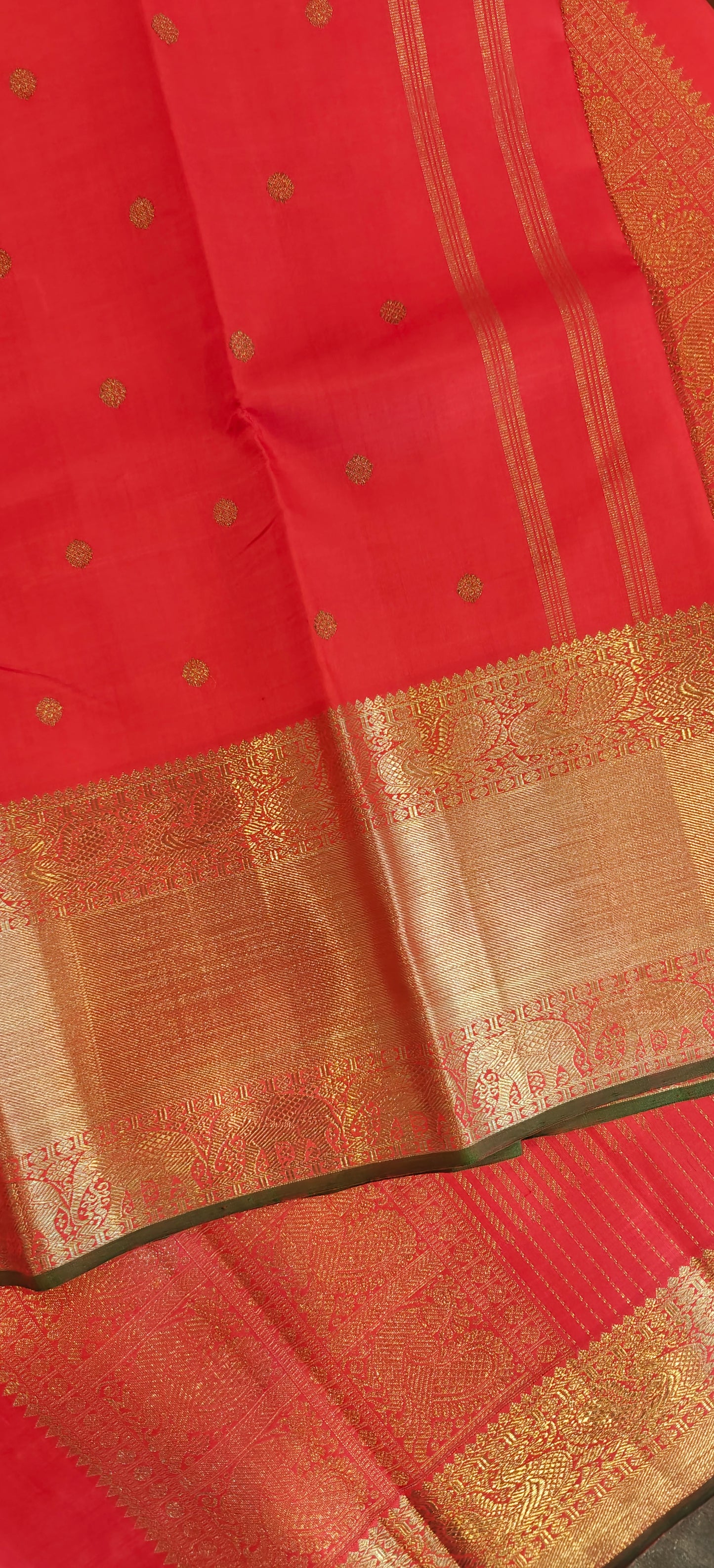Crimson red kanjivaram silk sari